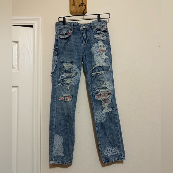 Pilcro Denim - Anthropologie Pilcro Light Wash Jeans Mid Rise Patchwork Distressed S 25 Hipster